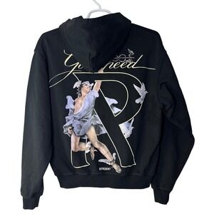 Represent Hermes Hoodie Full Zip Men's Small Black Oversized Streetwear